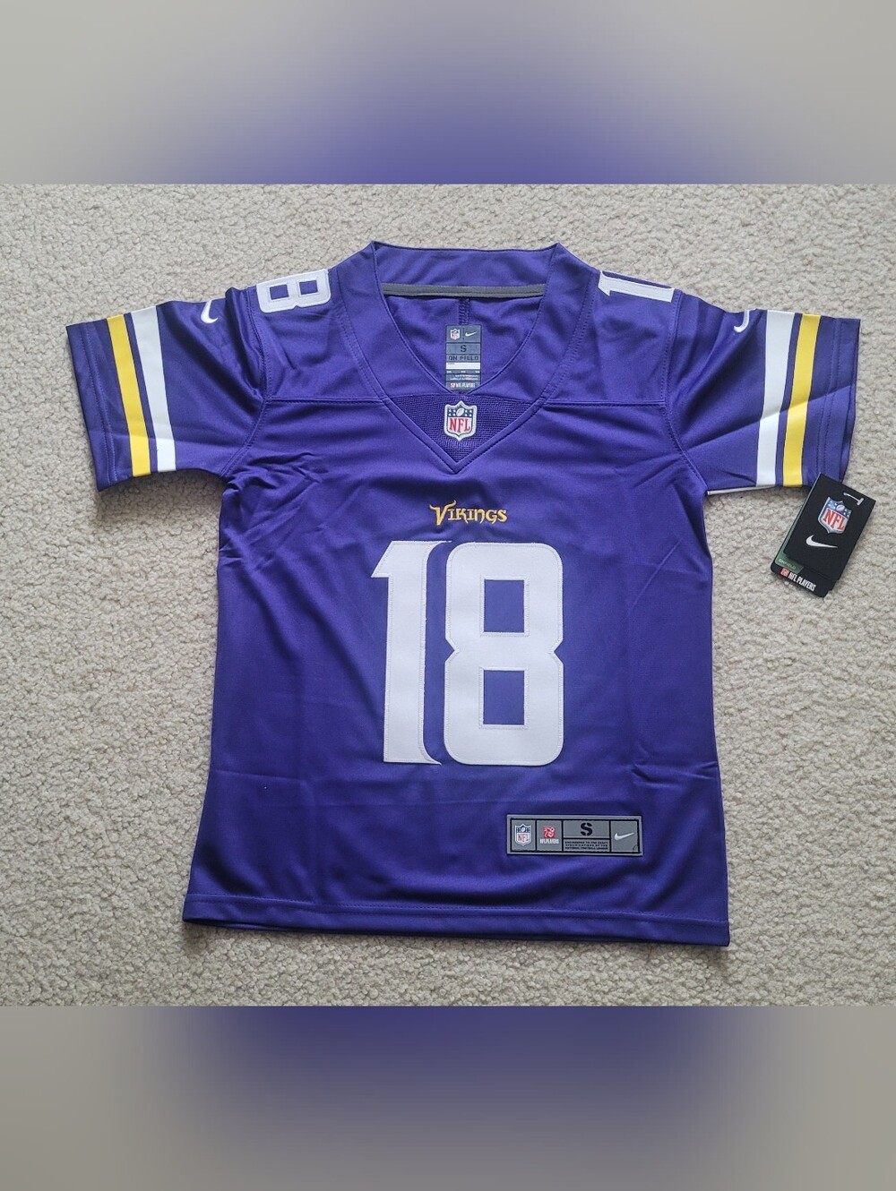 Minnesota Vikings Justin Jefferson #18 Stitched NFL Jersey Kid S